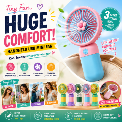 USB Rechargeable Mini Fan – Handheld & Desk Cooling Fan