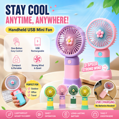 USB Rechargeable Mini Fan – Handheld & Desk Cooling Fan