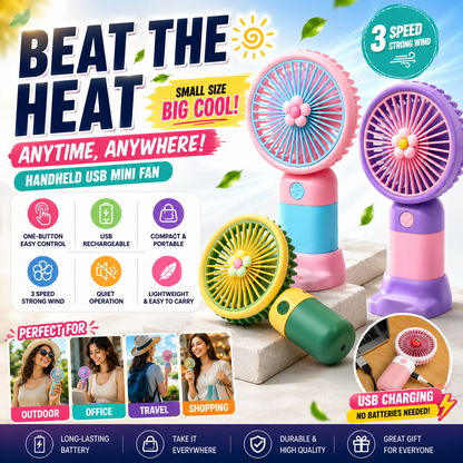 USB Rechargeable Mini Fan – Handheld & Desk Cooling Fan